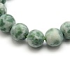 Frosted Natural Green Spot Jasper Round Bead Strands G-M064-4mm-10-2