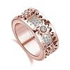 Gear Brass Micro Pave Clear Cubic Zirconia Rotatable Finger Rings FS-WGBD3BF-25-1