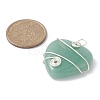 Natural Green Aventurine Copper Wire Wrapped Pendants PALLOY-JF02148-03-3
