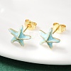 Brass Enamel Stud Earrings EJEW-R032-07G-01-3