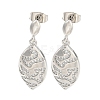Leaf Brass Pave Clear Cubic Zirconia Dangle Stud Earrings EJEW-M258-37P-1