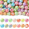 100Pcs 2 Styles AB Color Plated Acrylic Beads SACR-YW0002-05-1