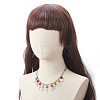 Dyed Synthetic Turquoise Skull with Cross Bib Necklace NJEW-TA00071-3