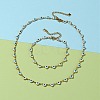 Heart Evil Eye 304 Stainless Steel Enamel Link Chains Bracelets & Necklaces Jewelry Sets SJEW-JS01153-9