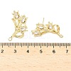 Brass Micro Pave Clear Cubic Zirconia Stud Earring Findings KK-Z106-02G-09-3