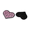 Heart Hotfix Glass Rhinestone with Cloth Patches PATC-T002-02C-2