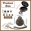 Vintage Alloy Flat Round Hollow Pocket Watch with Brass Curb Chain AJEW-PH0007-68AB-2