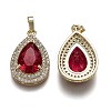 Golden Plated Brass Micro Pave Clear Cubic Zirconia Pendants ZIRC-F123-04J-2