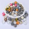 Colorful Pattern Printed Silicone Focal Beads SI-JX0022A-12-5