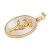 Rack Plating Brass Pave Shell Oval Pendants KK-U032-92G-06-2