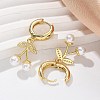Cherry Brass Micro Pave Clear Cubic Zirconia & ABS Imitation Pearl Hoop Earrings EJEW-M077-01G-5