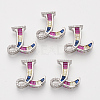 Brass Cubic Zirconia Slide Charms ZIRC-S063-01L-P-1