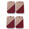 Opaque Resin & Walnut Wood Pendants RESI-T035-38A-1