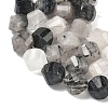 Natural Tourmalinated Quartz/Black Rutilated Quartz Beads Strands G-C267-B02-4