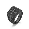 Square with Cross Pattern 304 Stainless Steel Finger Rings for Men FS-WGAC6B1-11-2