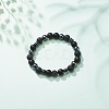 Natural Lava Rock & Synthetic Hematite Beaded Stretch Bracelet BJEW-JB08456-2