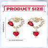 1 Pair Heart Brass Rhinestone Stud Earrings EJEW-LP0003-81-2