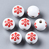 Painted Natural Wood European Beads WOOD-S057-039B-1