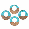 Transparent Resin & Walnut Wood Pendants RESI-S389-036A-B03-1