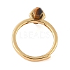 Double Pointed Hexagonal Prism Natural Tiger Eye Adjustable Rings for Women RJEW-G327-01G-12-3