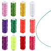 12 Rolls 12 Colors Round Waxed Polyester Twisted Cord YC-CL0001-03A-7