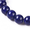 Natural Lapis Lazuli Round Bead Stretch Bracelets BJEW-L593-A08-2