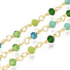Handmade Brass Round Glass Beaded Chains KK-N281-02C-G-1