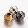 Faceted Round Brass Spacer Beads KK-L129-52-1
