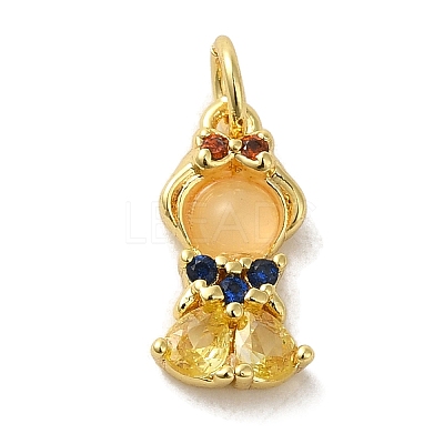 Brass Micro Pave Colorful Cubic Zirconia Glass Pendants X-KK-R162-026H-G-1