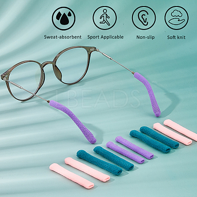 12 Pairs 3 Colors Plush Cloth Eyeglasses Ear Grip AJEW-FH0006-86-1