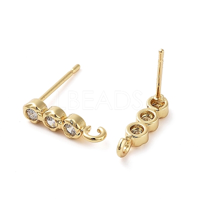 Brass Micro Pave Cubic Zirconia Studs Earring Findings KK-K364-08G-1