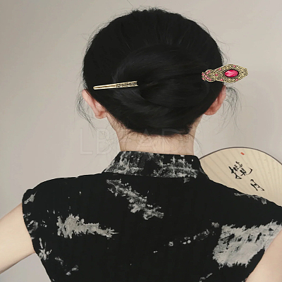 2Pcs 2 Colors Vintage Alloy Hair Sticks OHAR-LP0004-01A-1