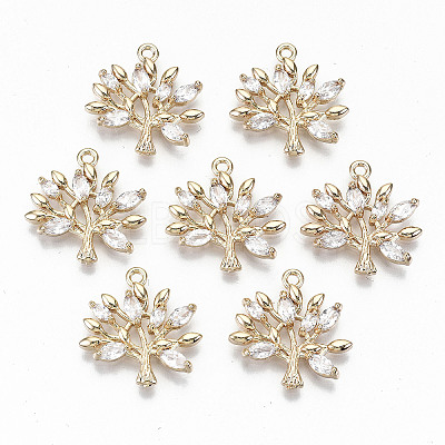 Brass Micro Pave Cubic Zirconia Pendants X-KK-S359-020A-RS-1