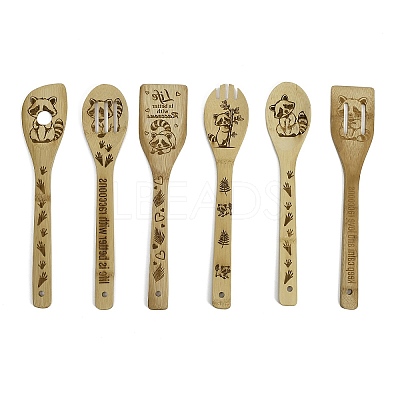 6Pcs 6 Styles Bamboo Spoons & Knifes & Forks WD-XCP0001-01-1