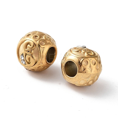 Ion Plating(IP) 304 Stainless Steel Rhinestone European Beads STAS-A092-10E-G-1
