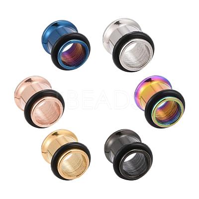12Pcs 6 Colors 316 Surgical Stainless Steel Screw Ear Gauges Flesh Tunnels Plugs STAS-YW0001-15-1