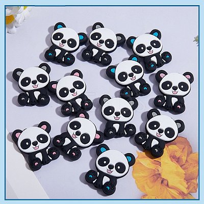12Pcs 3 Styles Panda Silicone Beads JX662A-1