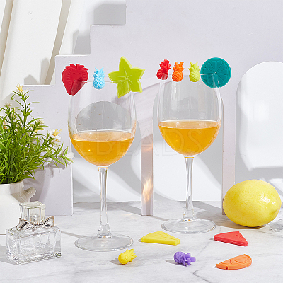2 Sets 2 Style Silicone Wine Glass Charms AJEW-NB0005-70-1
