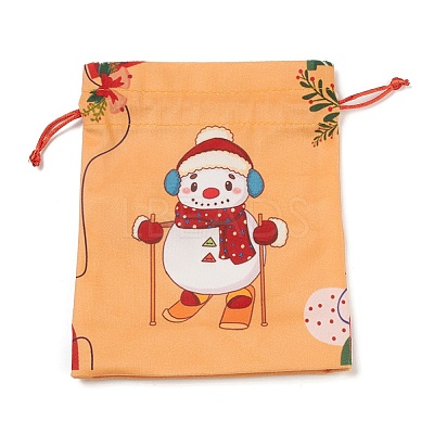 Christmas Theme Rectangle Cloth Bags with Jute Cord LS-ABAG-P008-01D-1