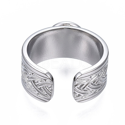 Non-Tarnish 304 Stainless Steel Open Cuff Finger Ring Cabochon Settings X-STAS-T060-05P-1
