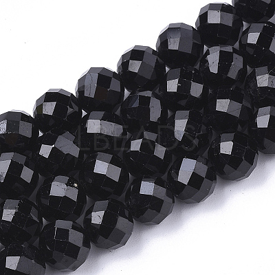 Natural Black Tourmaline Beads Strands G-S345-8mm-002-1