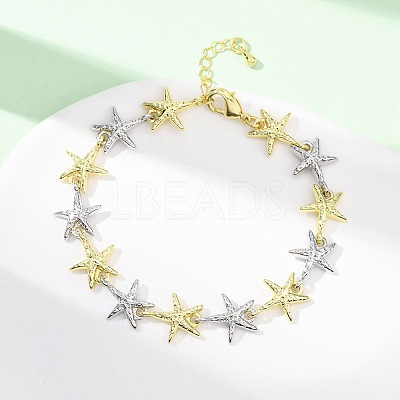 Brass Link Chain Bracelets for Women BJEW-G762-01GP-04-1