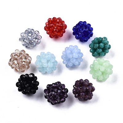 Glass Round Woven Beads GLAA-T024-02B-1