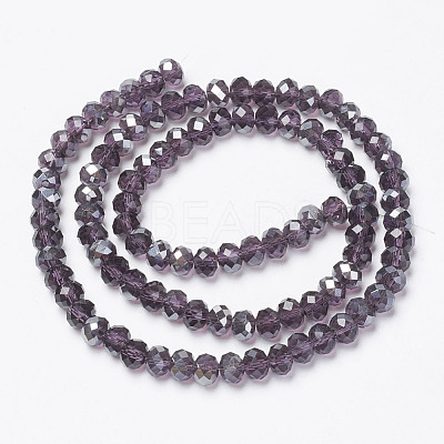 Electroplate Transparent Glass Beads Strands EGLA-A034-T4mm-E17-1