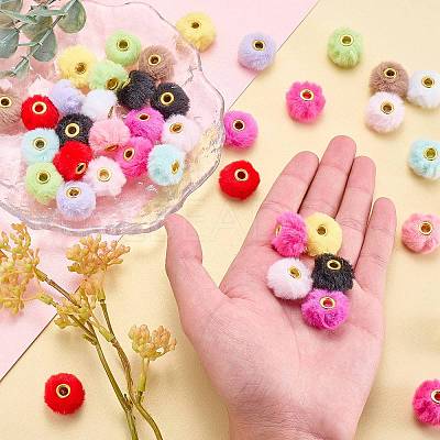 48Pcs 12 Colors Velvet Imitation Rabbit Fur European Beads FIND-SZ0019-28-1