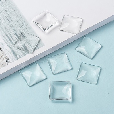 Transparent Glass Square Cabochons X-GGLA-A001-25mm-1