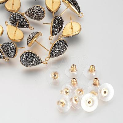 Polymer Clay Rhinestone Stud Earring Findings EJEW-S197-01-1