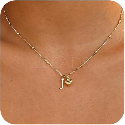 Brass Initial and Heart Pendant Necklaces for Women FS-WG01F32-10-1
