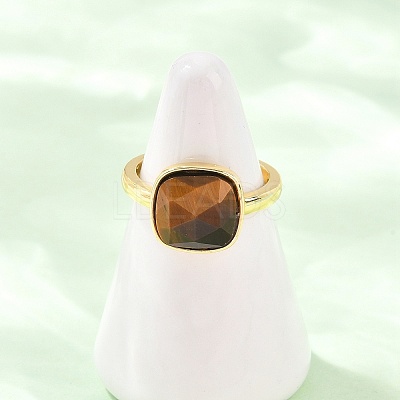 Natural Gemstone Finger Rings with Brass Findings G-H353-04G-1