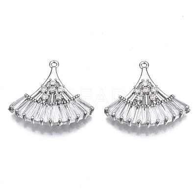 Brass Micro Pave Clear Cubic Zirconia Pendants ZIRC-S069-005P-1